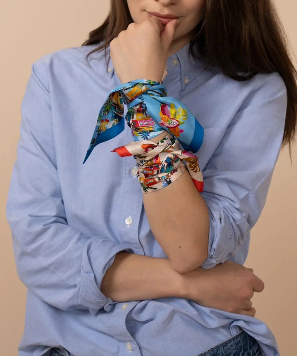 Art Graphic Casual Style Silk Ribbon Scarf