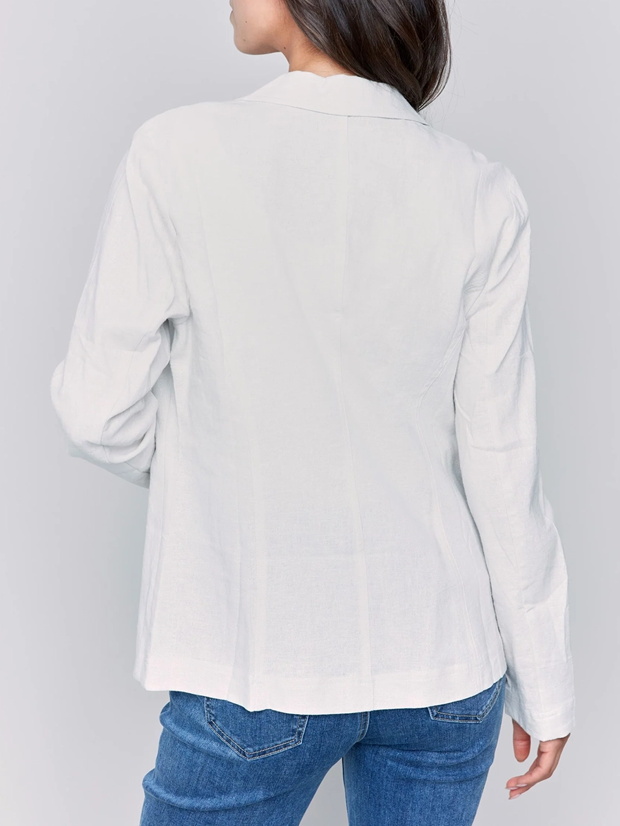 Linen Blend Skin-Friendly Solid Color Suit Jacket