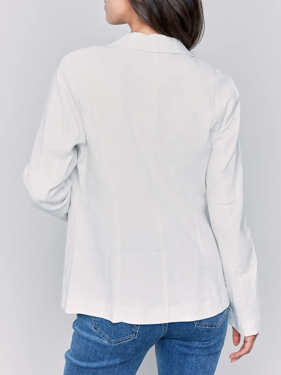 Linen Blend Skin-Friendly Solid Color Suit Jacket