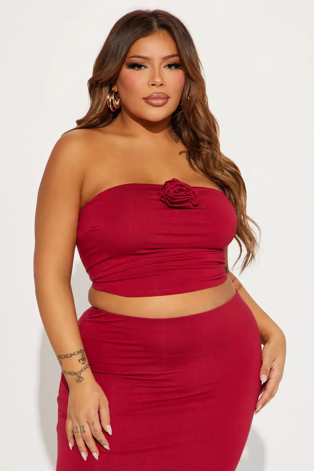 La Vie En Rose Skirt Set - Red