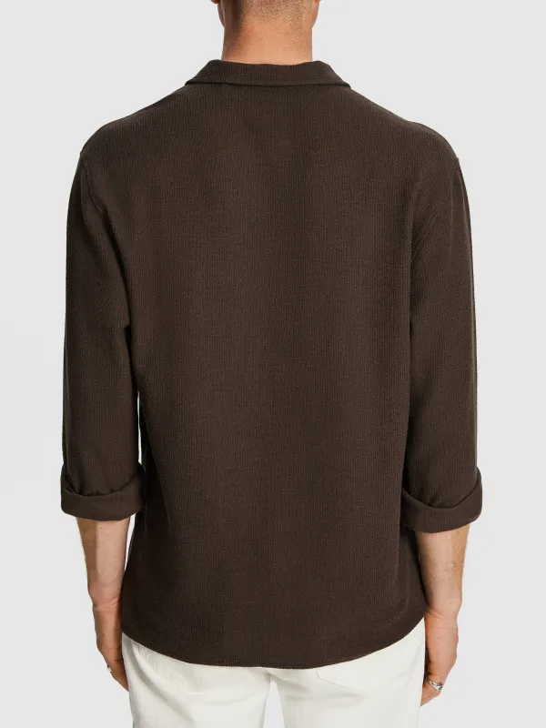 Chocolate Long Sleeve Cotton Shirt