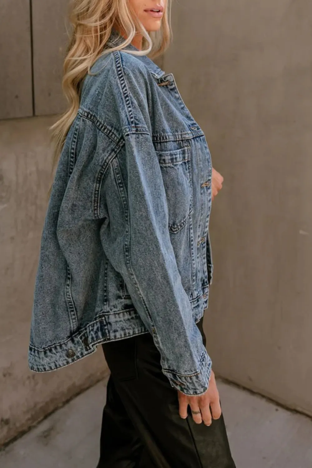 Washed Long Sleeve Denim Jacket