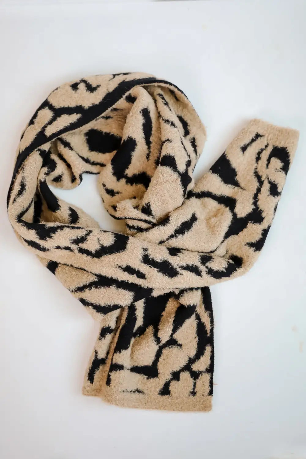 FINAL SALE - Fierce And Cozy Beige Leopard Scarf