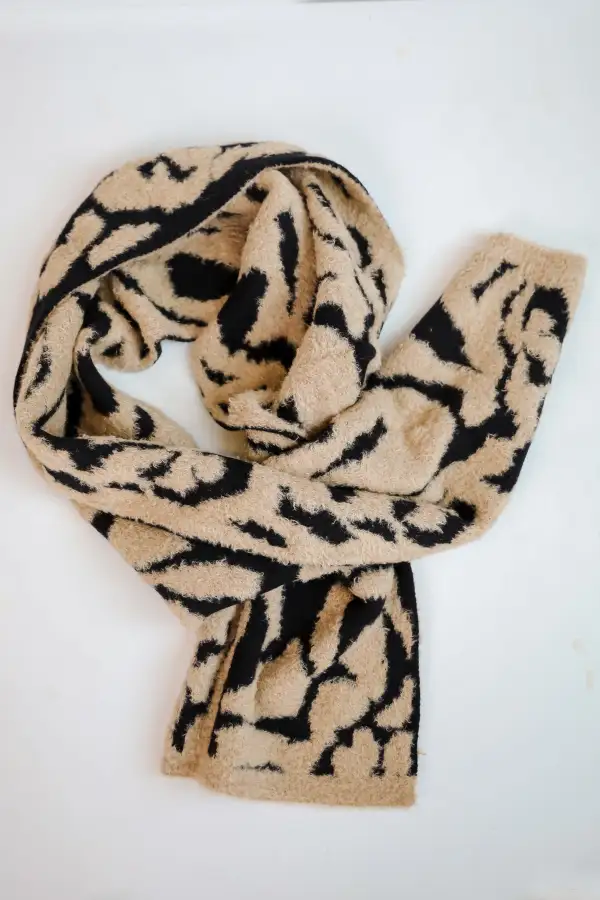 FINAL SALE - Fierce And Cozy Beige Leopard Scarf