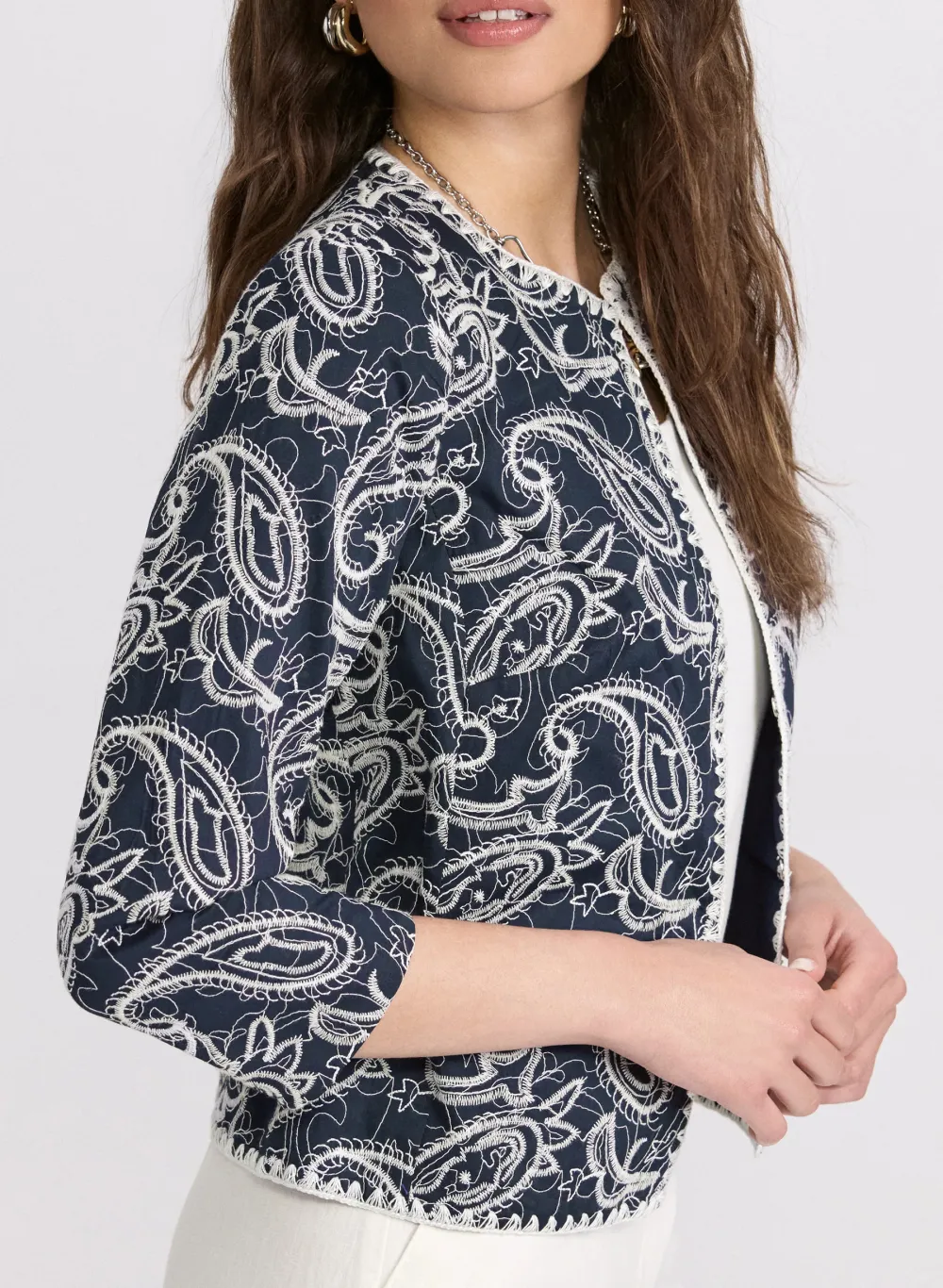 Chiffon-Blended Cotton Jacket