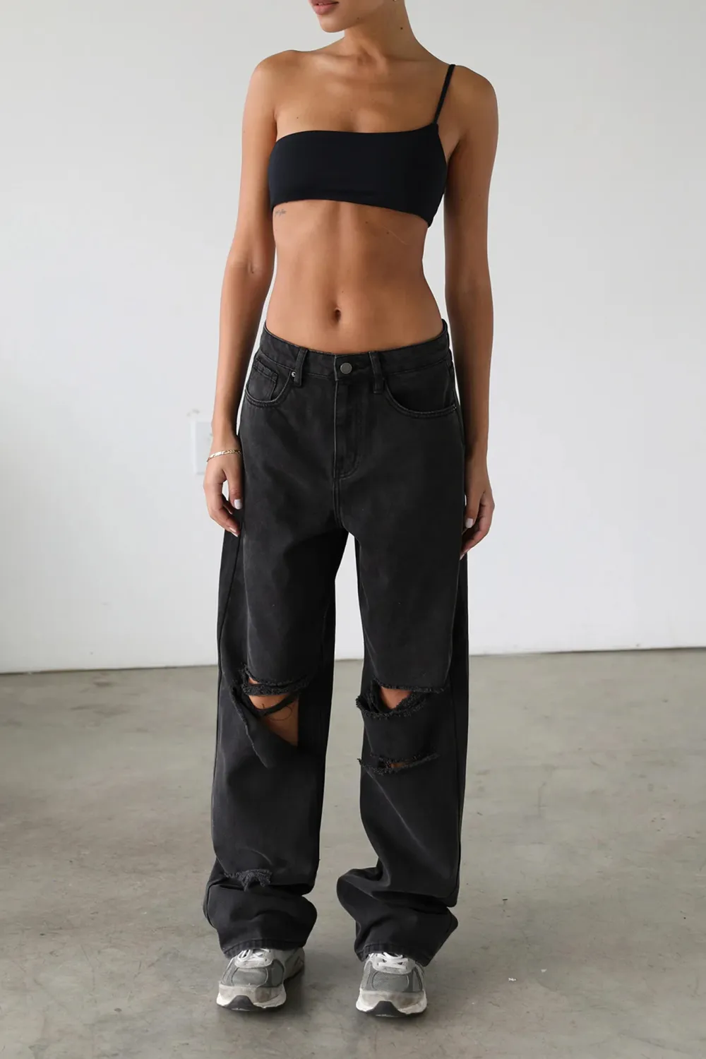 Comfortable Cotton Handsome Ripped Straight Wide Leg Pants