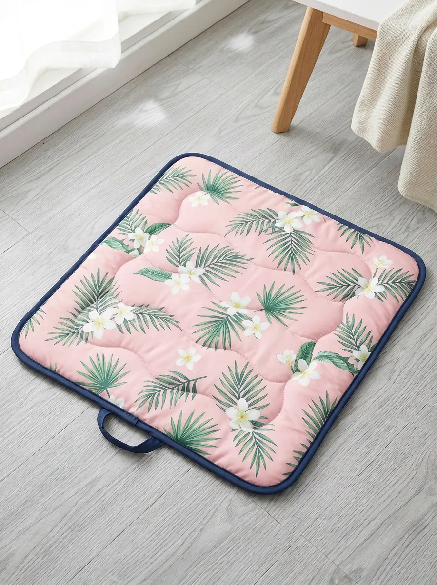 Tropical Summer Floral Palm Leaf Pattern Cooling Mat