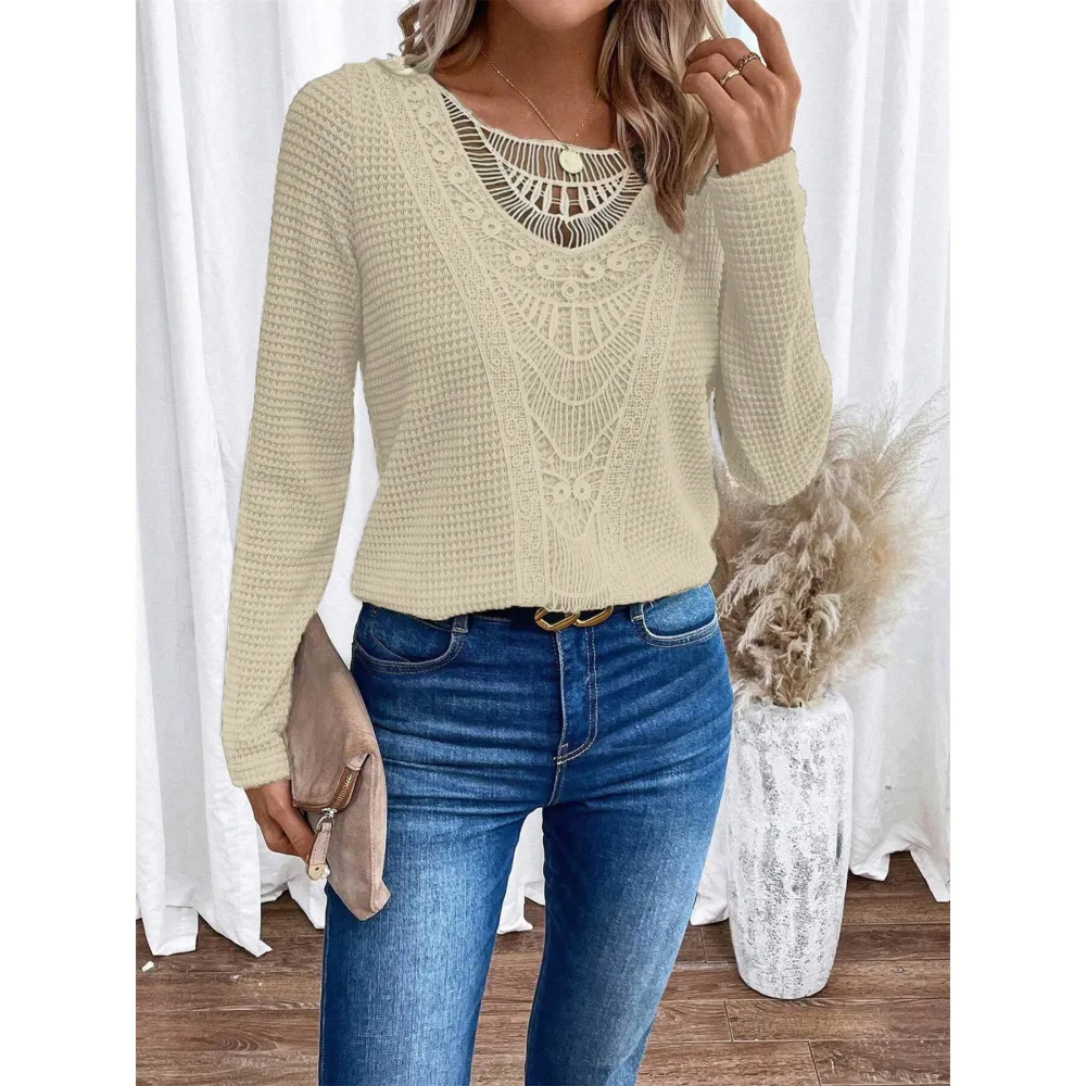 Sheer Hollow Long Sleeve Top