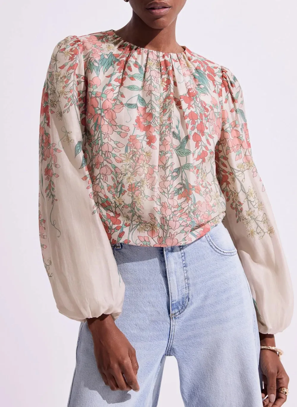 Casual Style Pink Floral Print Top