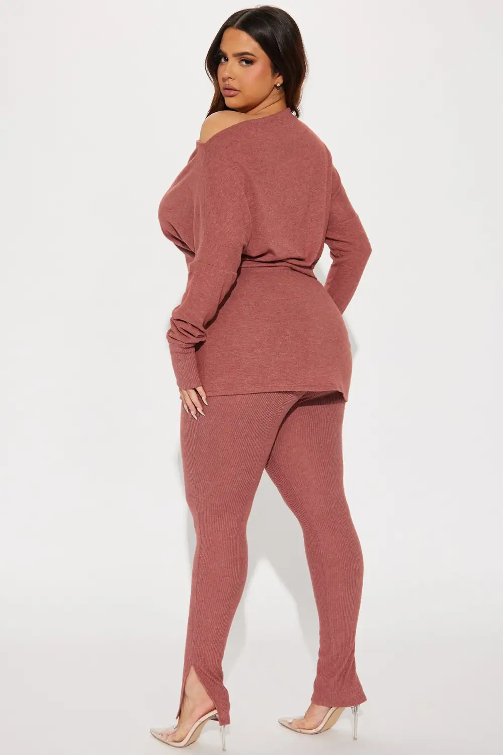Tara Twist Front Pant  Set - Mauve