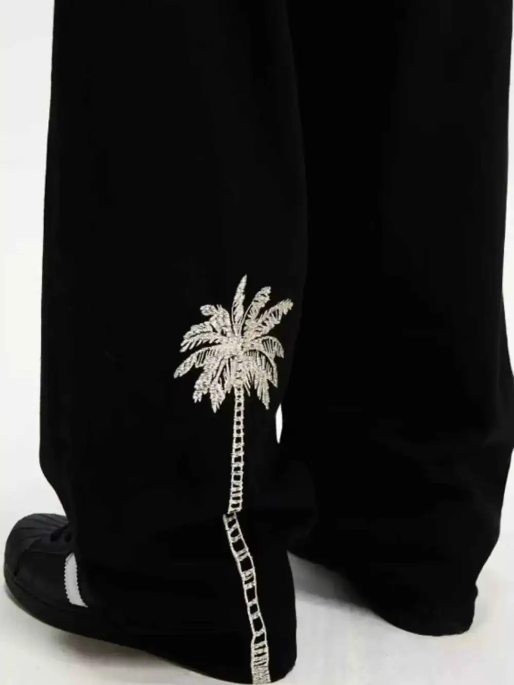 Embroidered Palm Tree Wide Leg Jeans