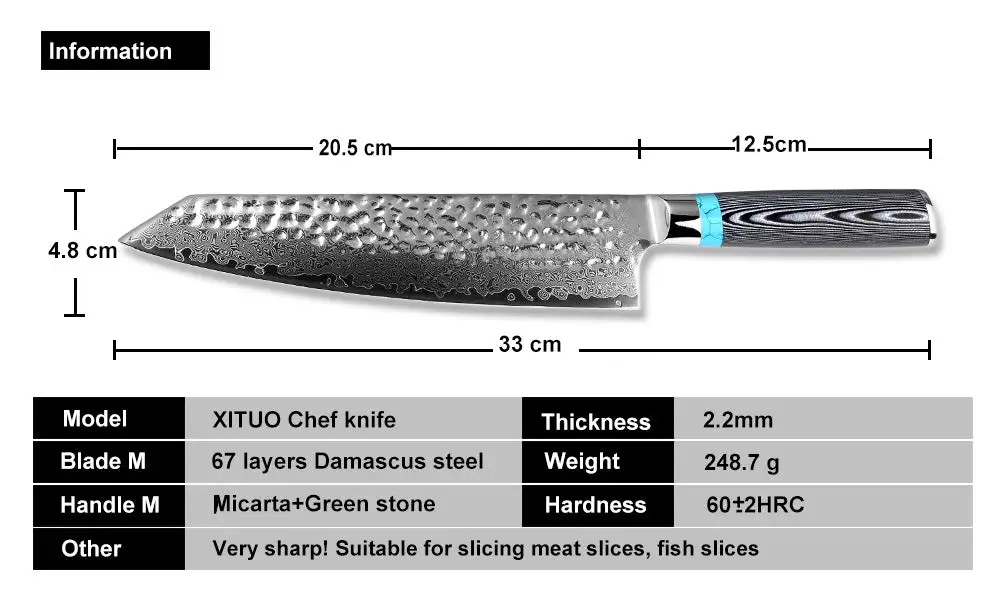 (Store Closing Sale) 8 Inch Chef Knife High Quality Damascus VG10 Blade Professional Japanese Kitchen Knife Cleaver Kiritsuke with Knife Cover