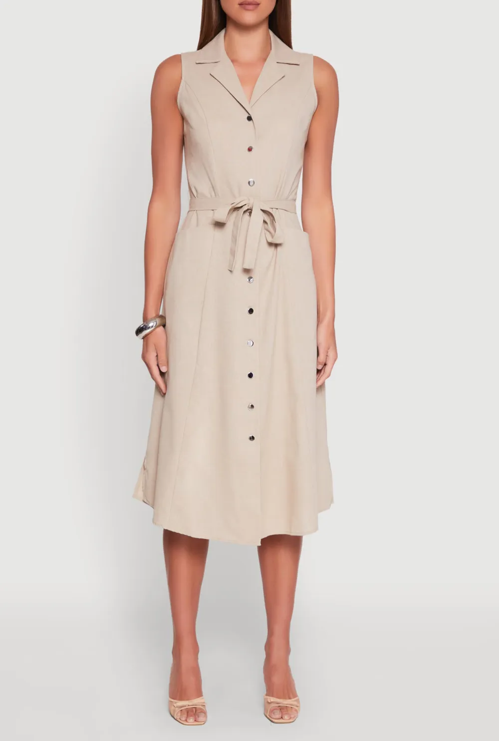 Sleeveless Flip Collar Dress