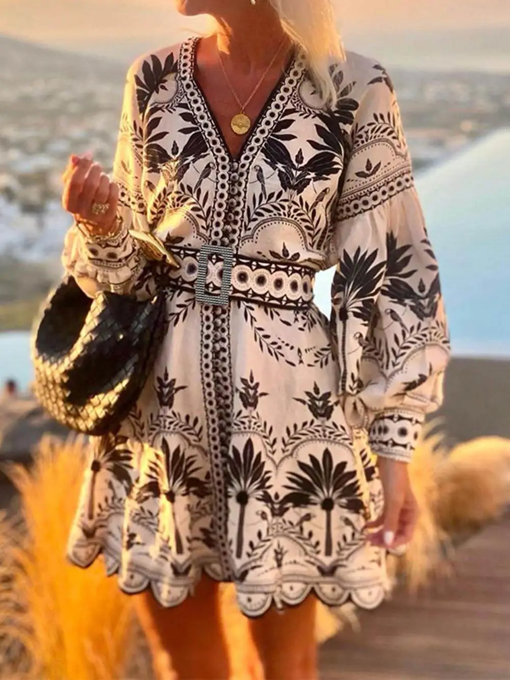 Printed Beach Loose Fashion Mini Dress