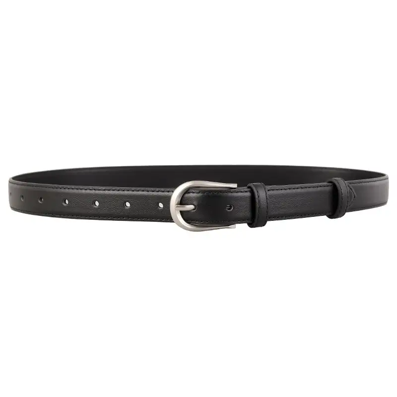 Polished Classic Leather Belt with Buckle
