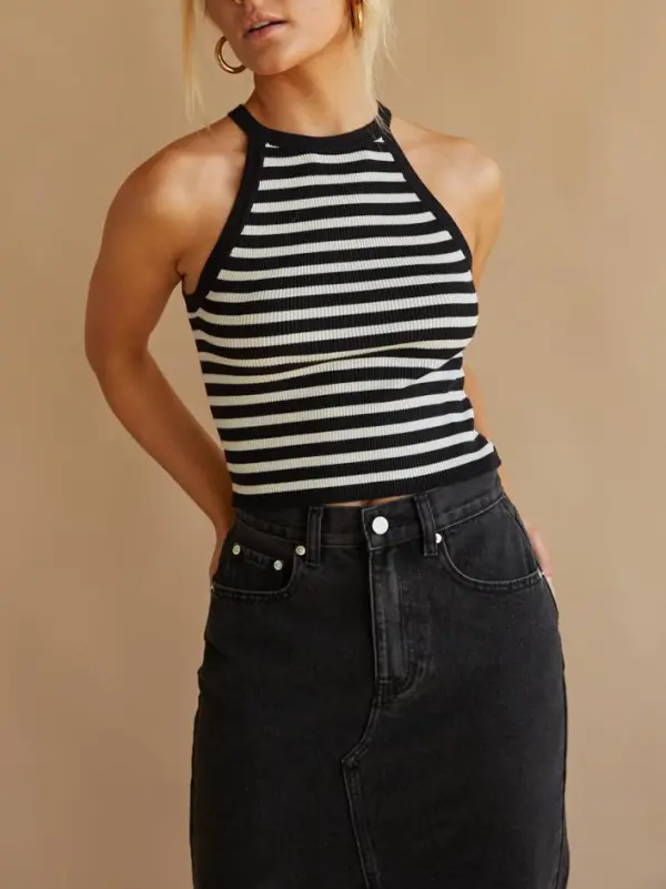Striped Halter Tank Top