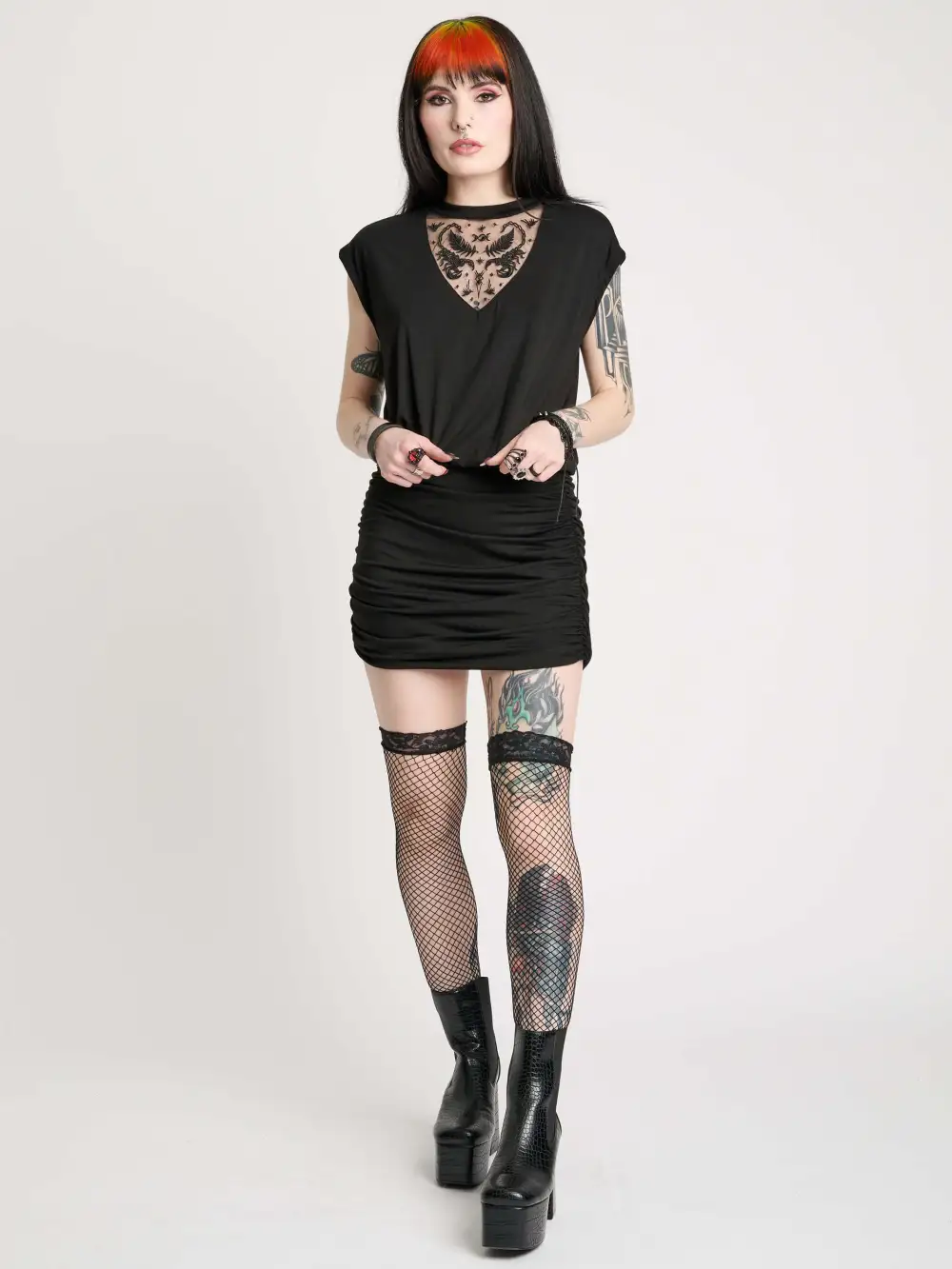 Embroidered Scorpion Blouson Dress