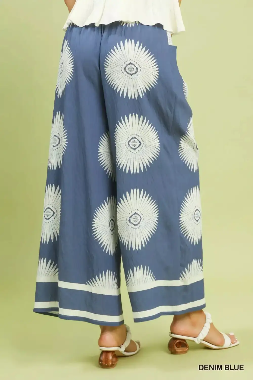 Abstract Border Print Wide Leg Pants