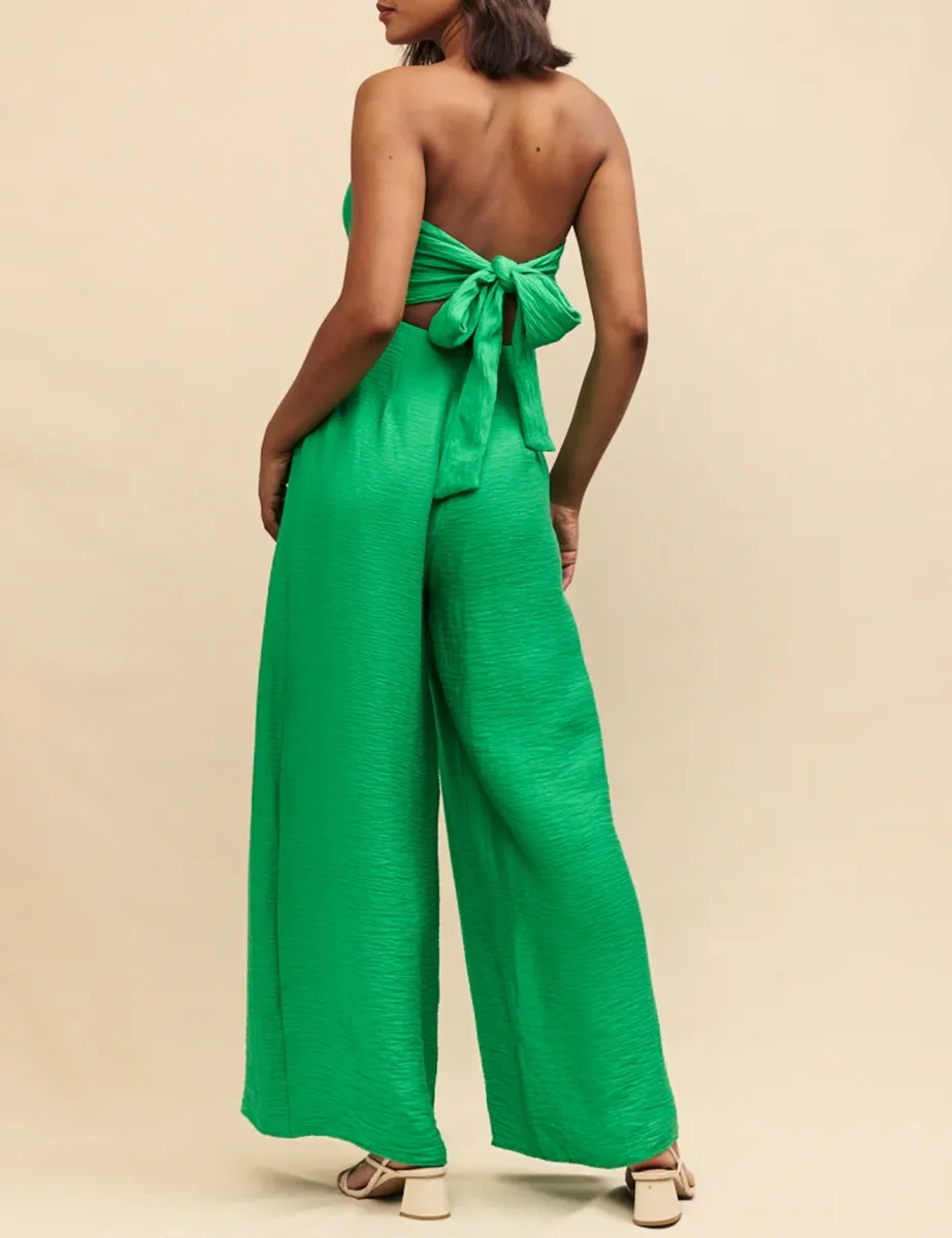 Green Linen-blend Rory Jumpsuit