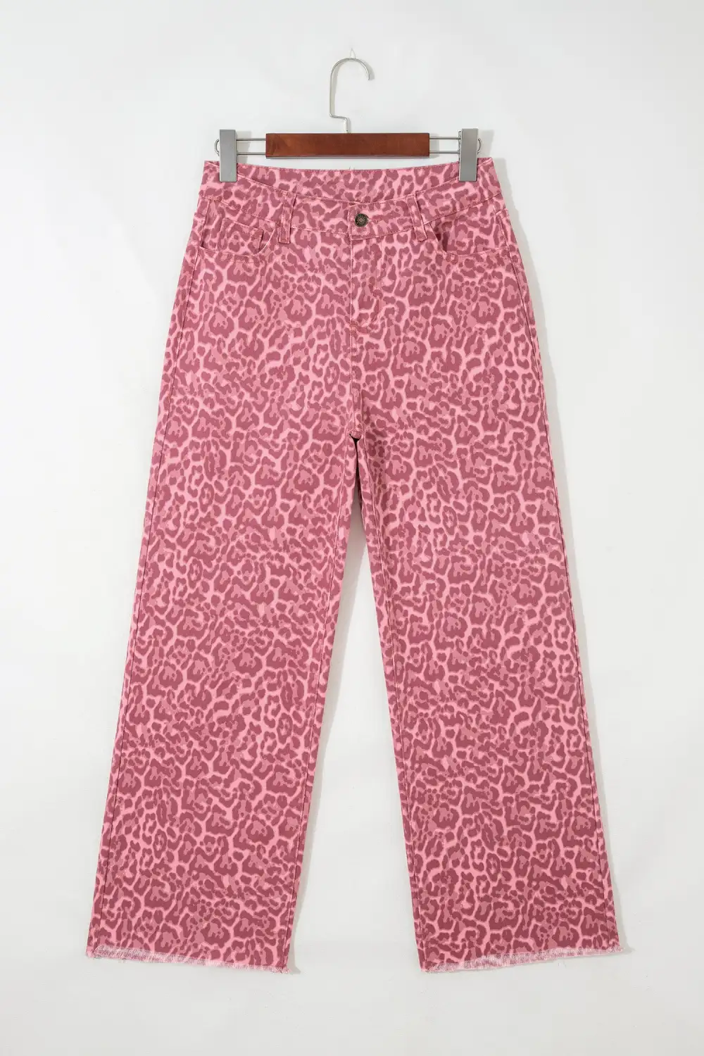Weekend Wide Leg High Waist Frayed Leopard Jeans