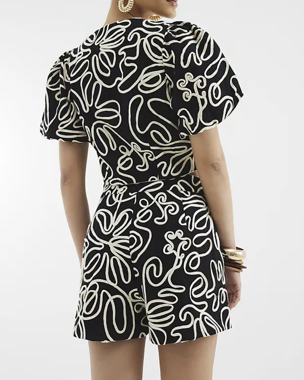 Black And White Line Art Shorts