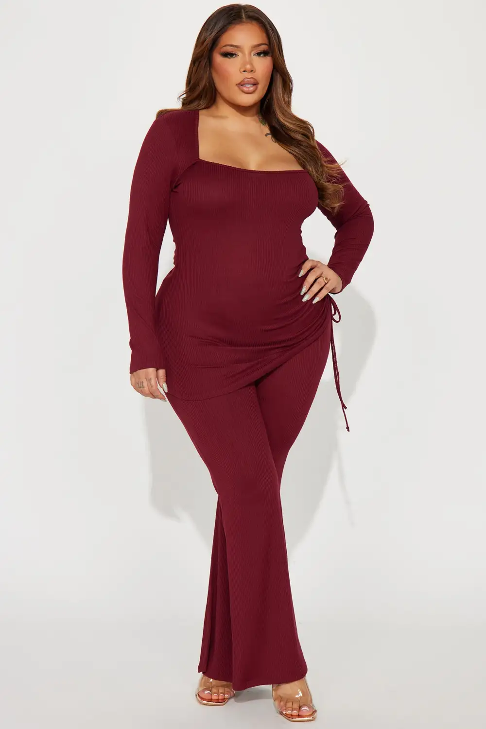 Legally Casual Pant Set - Burgundy