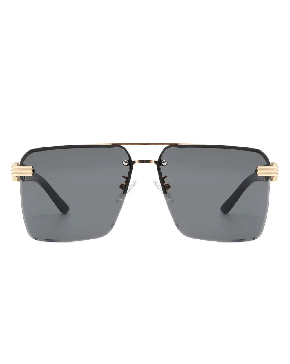 Structured Square Rimless Frame Sunglasses