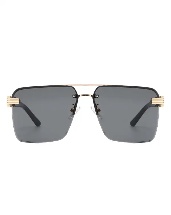 Structured Square Rimless Frame Sunglasses