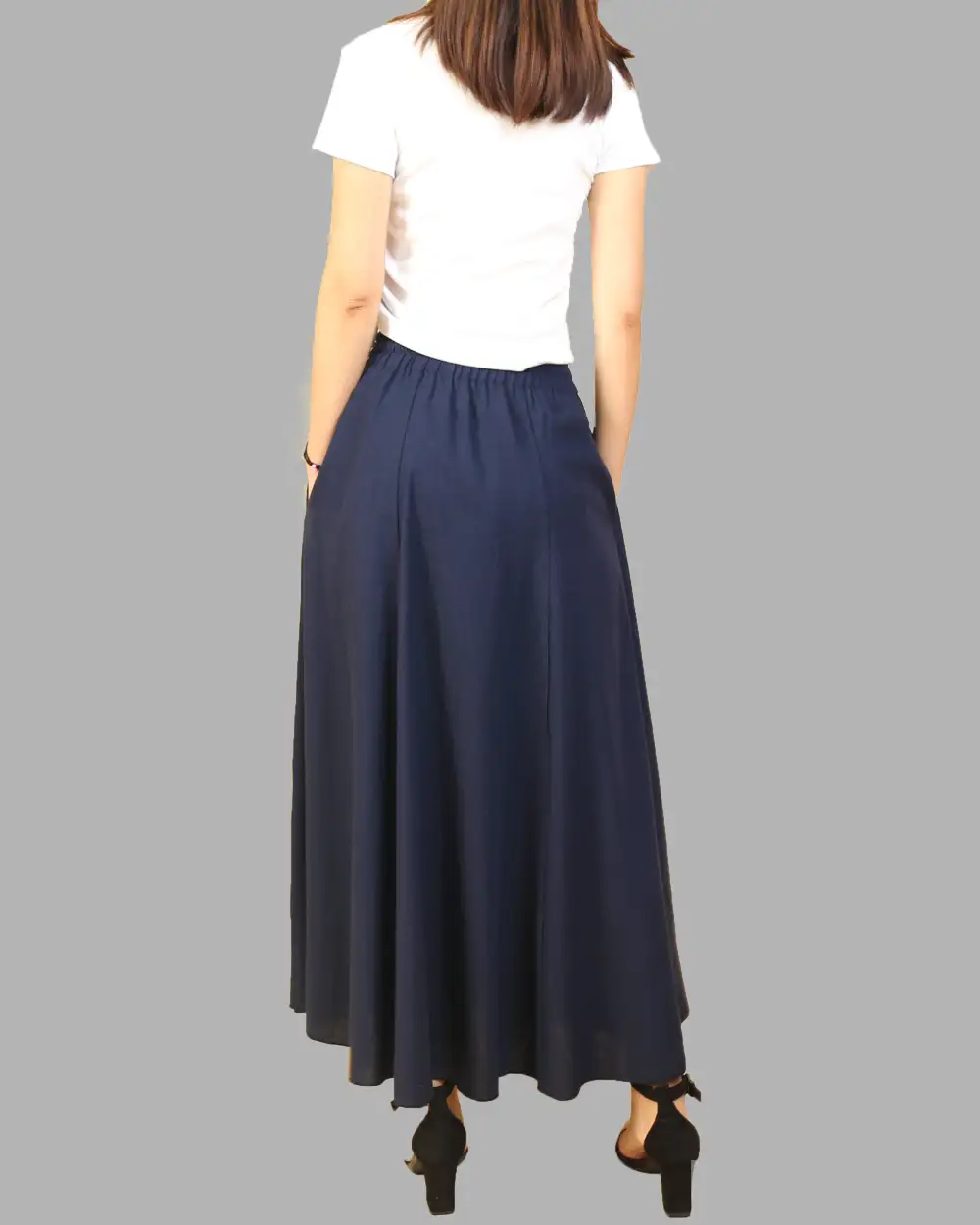 Relaxed Pocketed Linen Flared Maxi Skirt