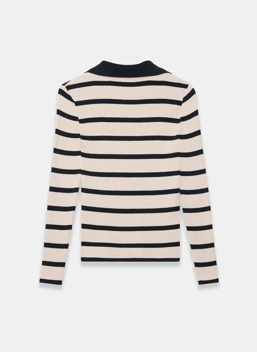 Casual Style Cream Cotton Blend Striped Ribbed Top