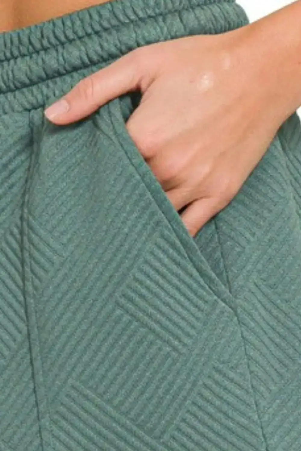 Polished Textured Knit Jacquard Drawstring Shorts