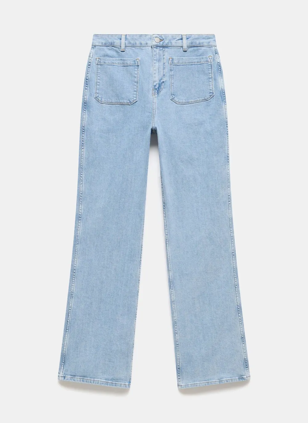 Casual Style Relaxed Straight Patch Pocket Jeans