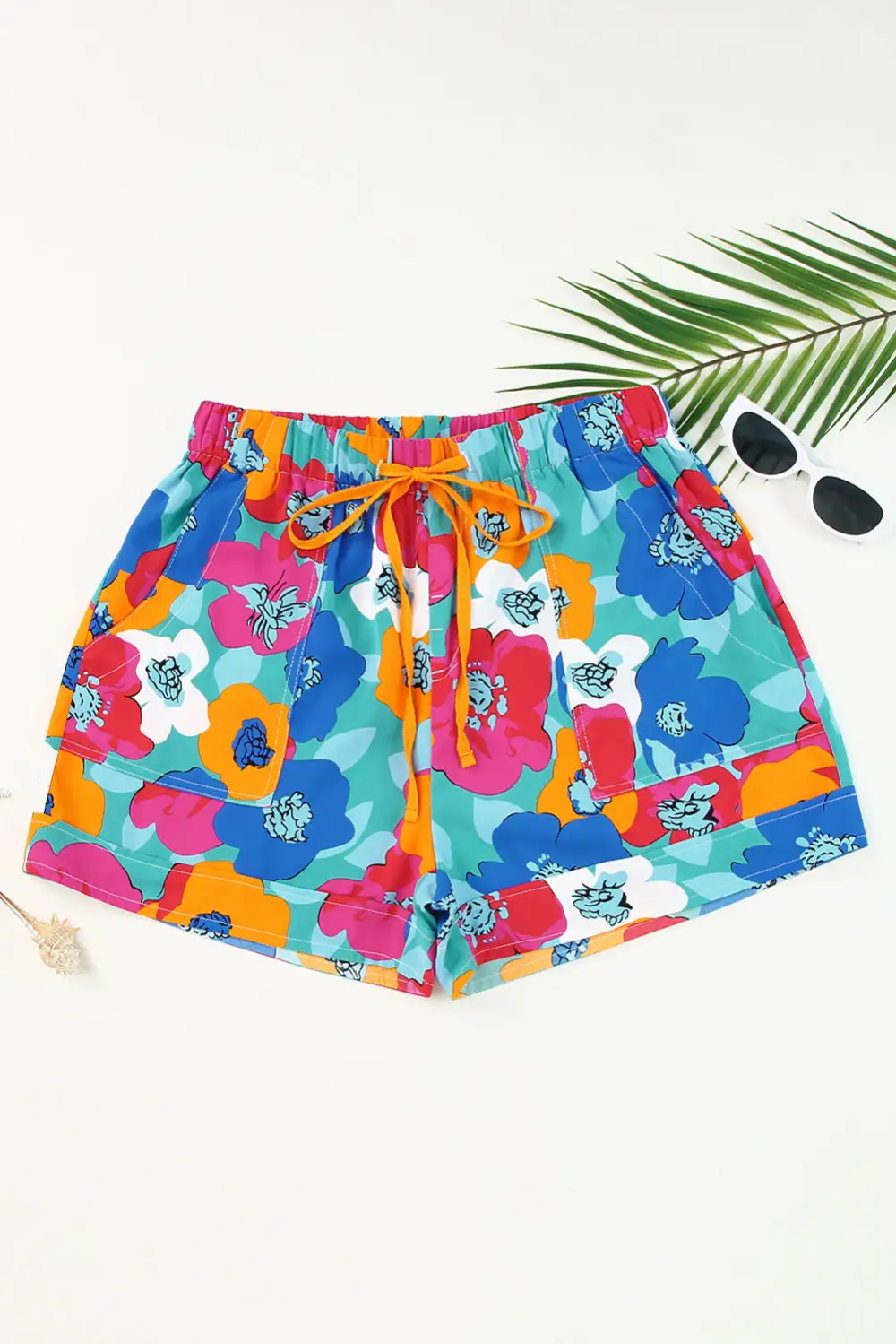 Clean Front Simple Drawstring Waist Shorts