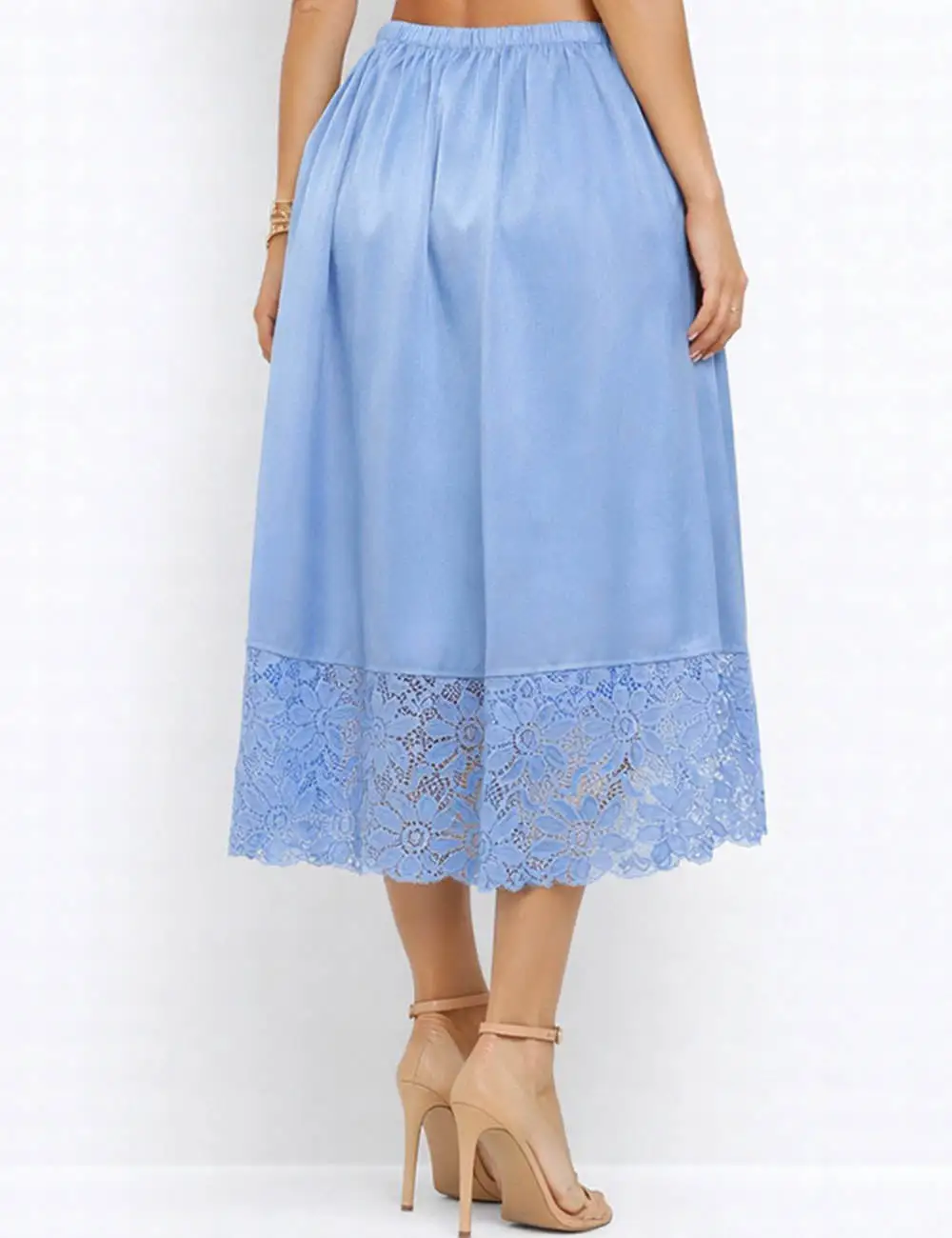 Boho Lace Hem Drawstring Waist Wide Leg Shorts