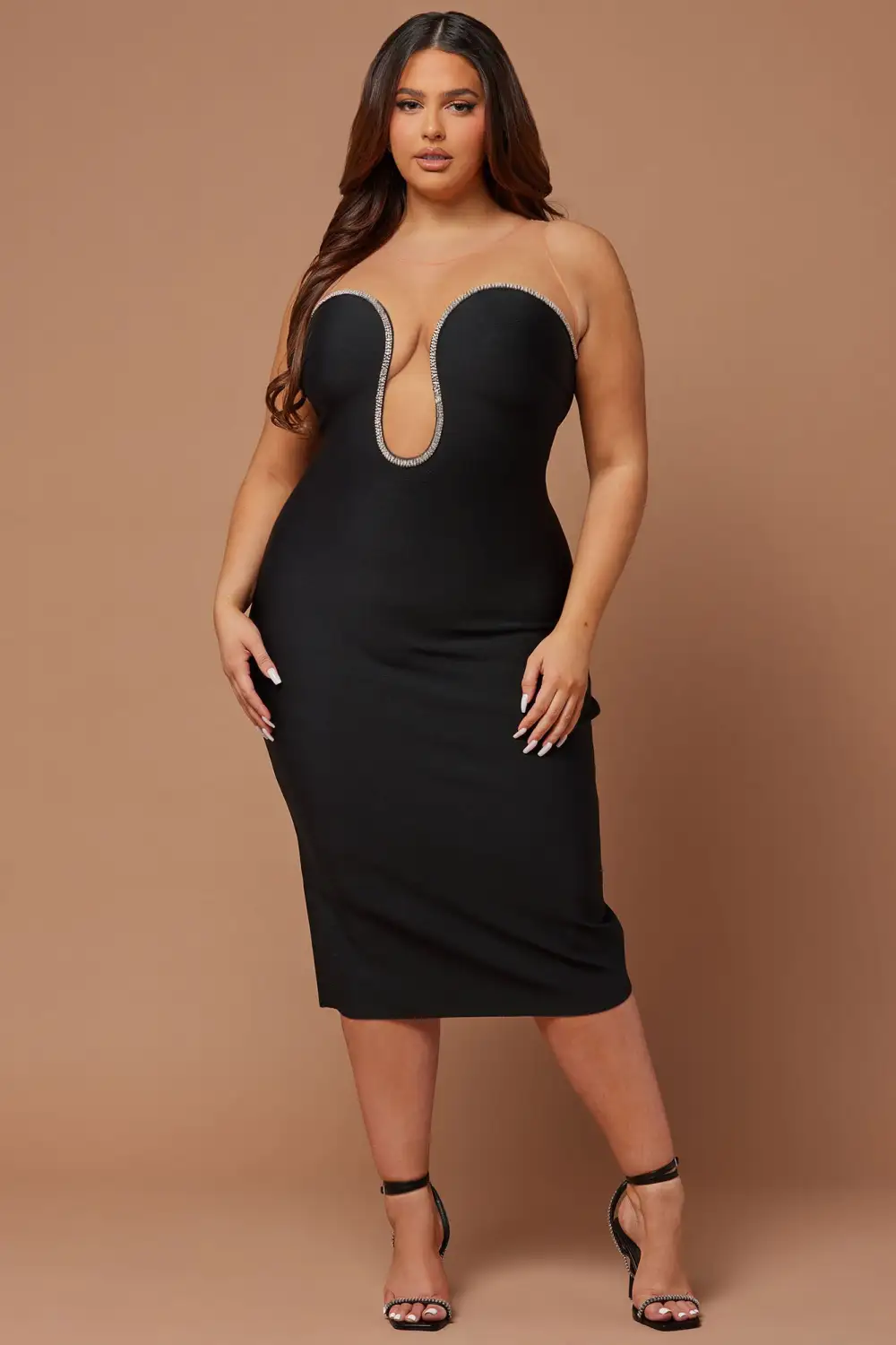 Evie Mae Bandage Midi Dress - Black