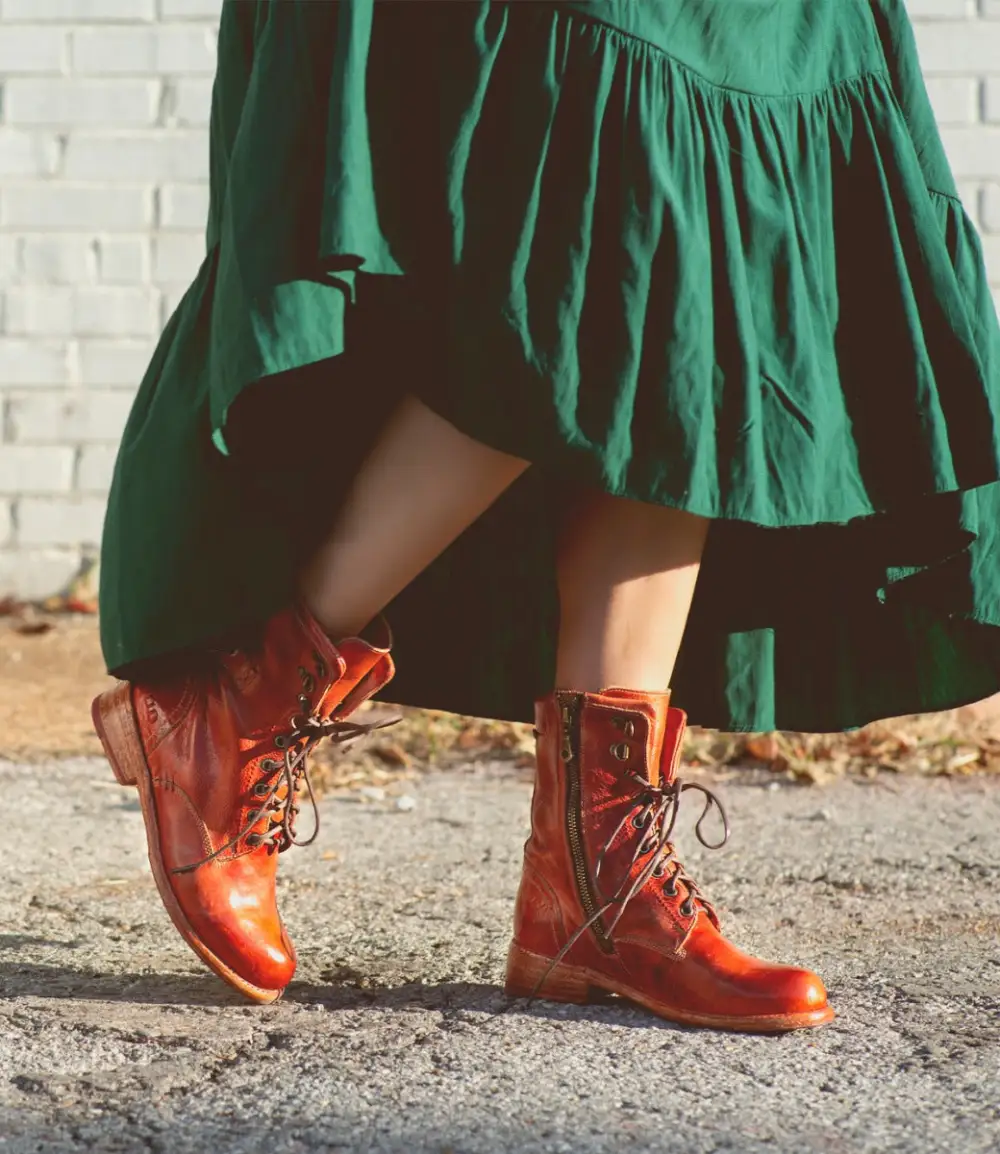 Lace-Up Buckle Brogue Reinforced Ankle Boots
