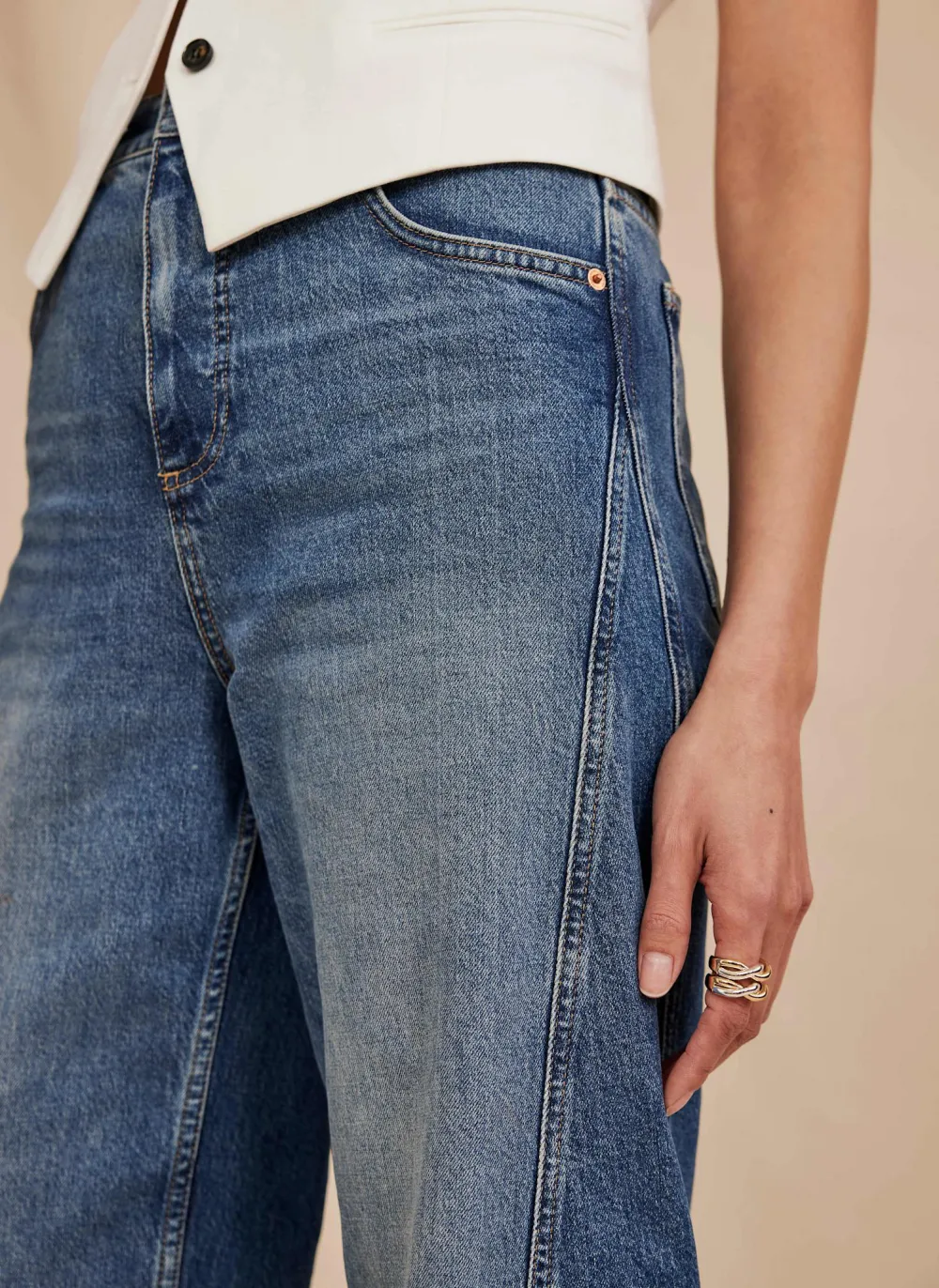 Casual Style Wide-Leg Jeans