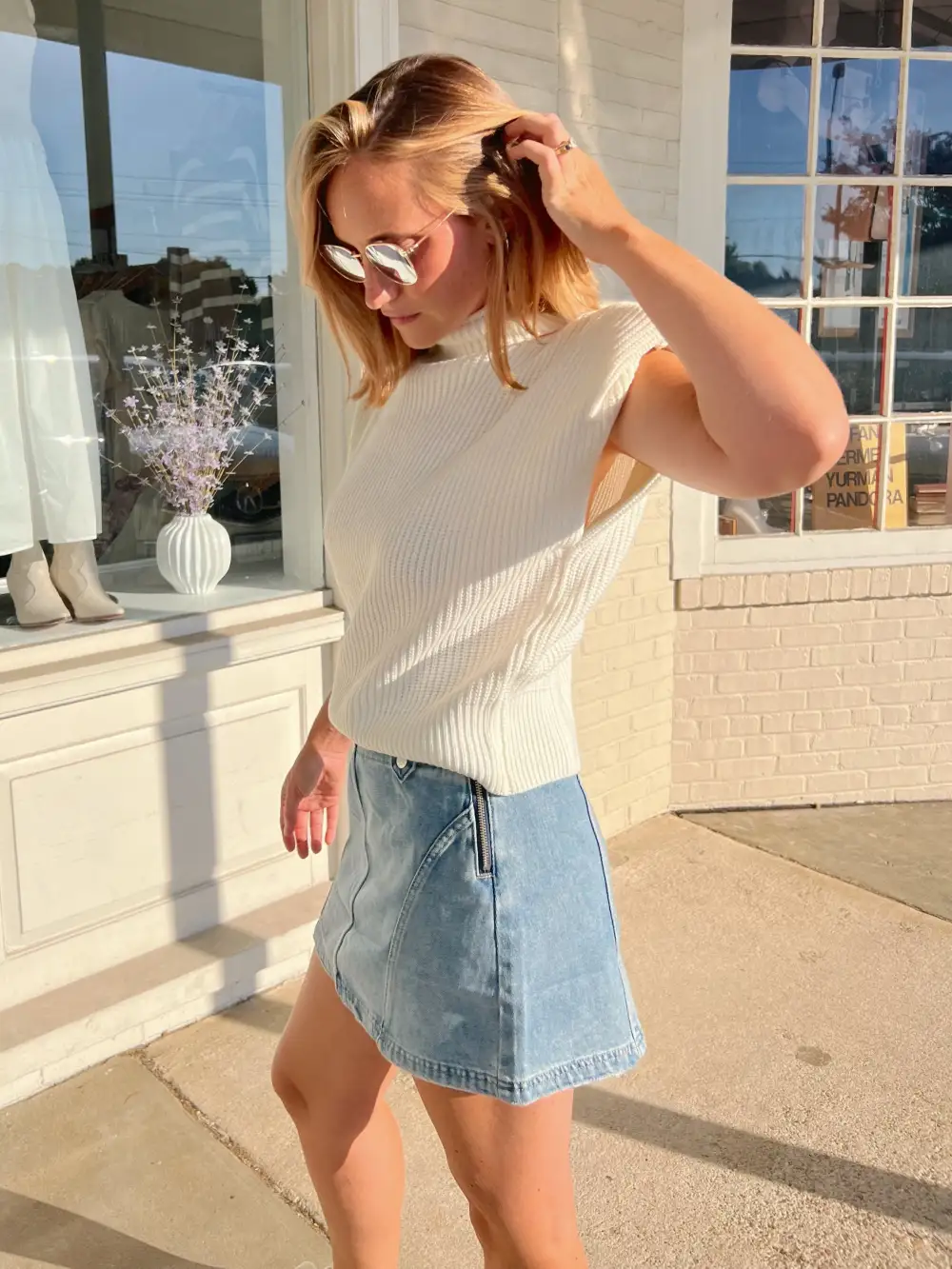 On A Cloud Mock Neck Sleeveless Sweater