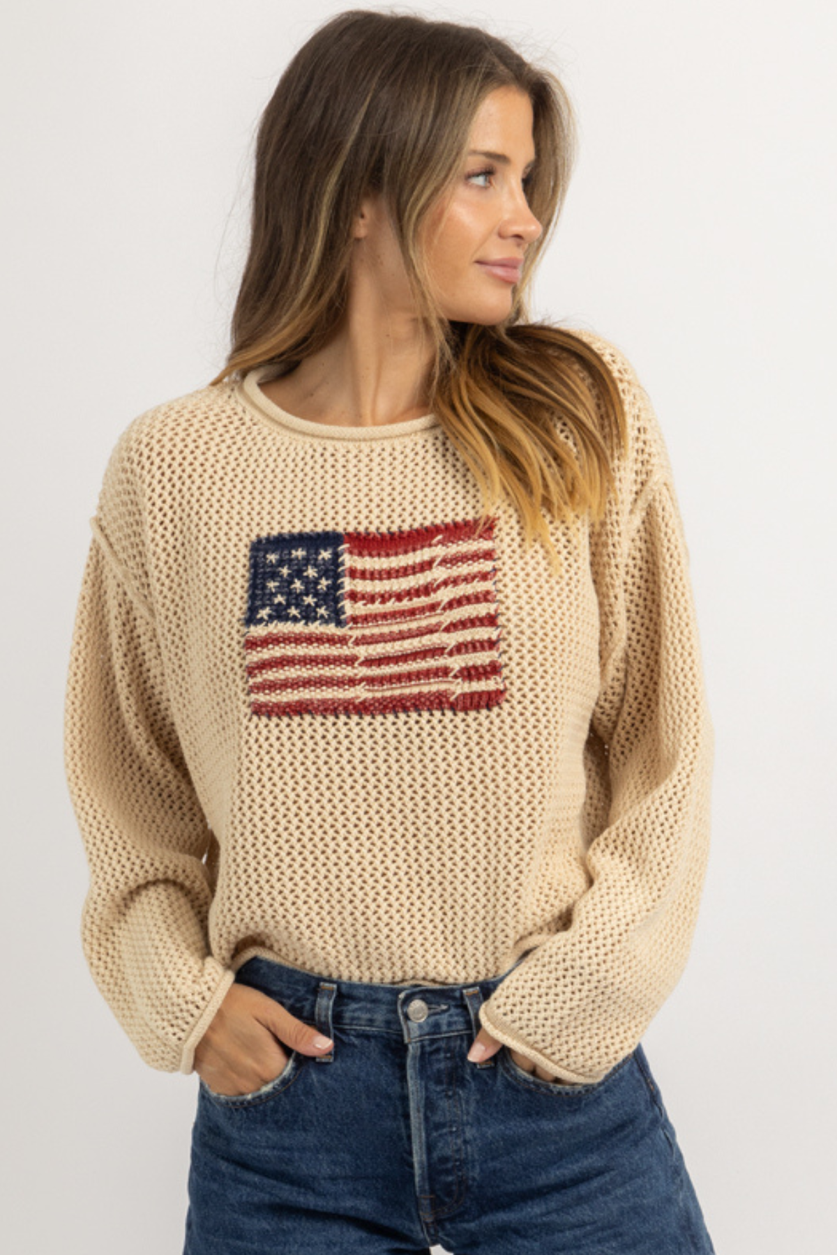 USA BEIGE KNIT SWEATER