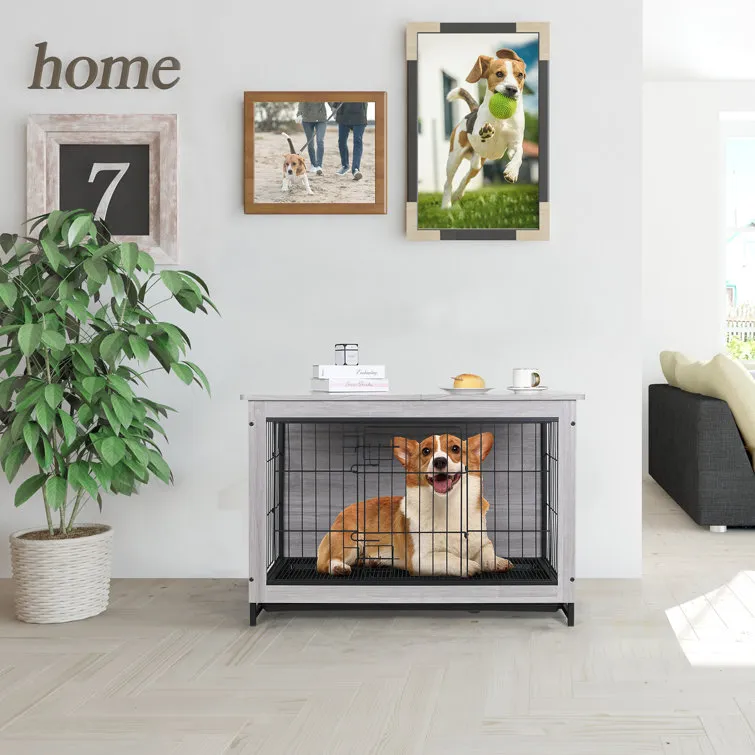 Pirecart Dog Crate Furniture, Side End Table, Modern Kennel, Wooden Heavy-Duty Dog