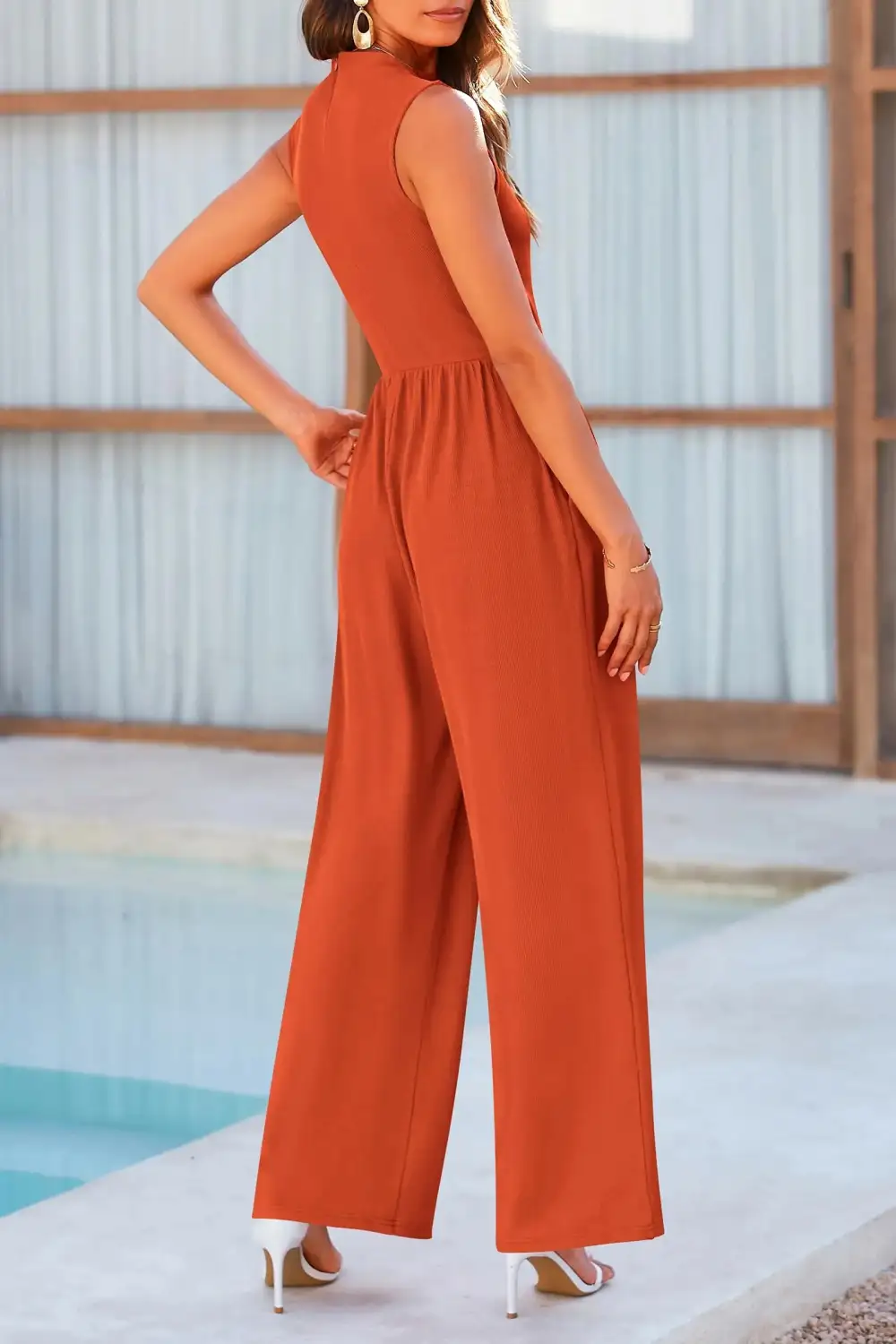 Mock Neck Wide Leg Jumpsuit