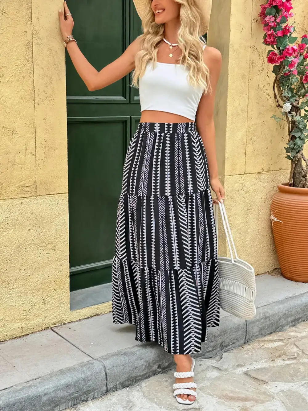 High Waist Printed Skirt