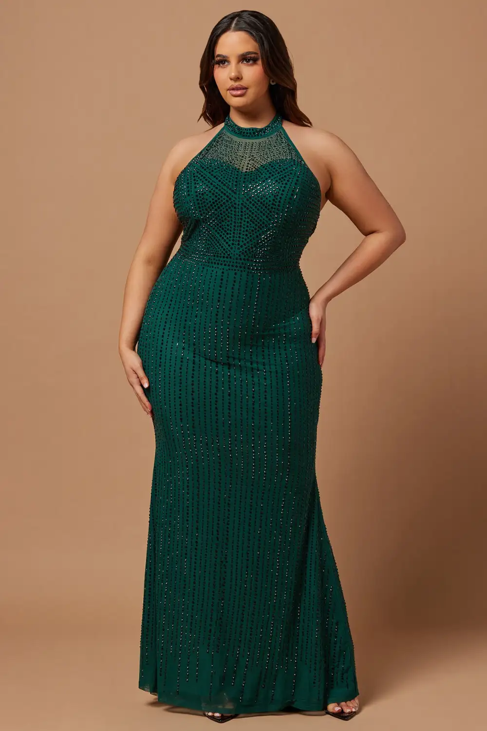 Zoe Embellished Gown - Hunter