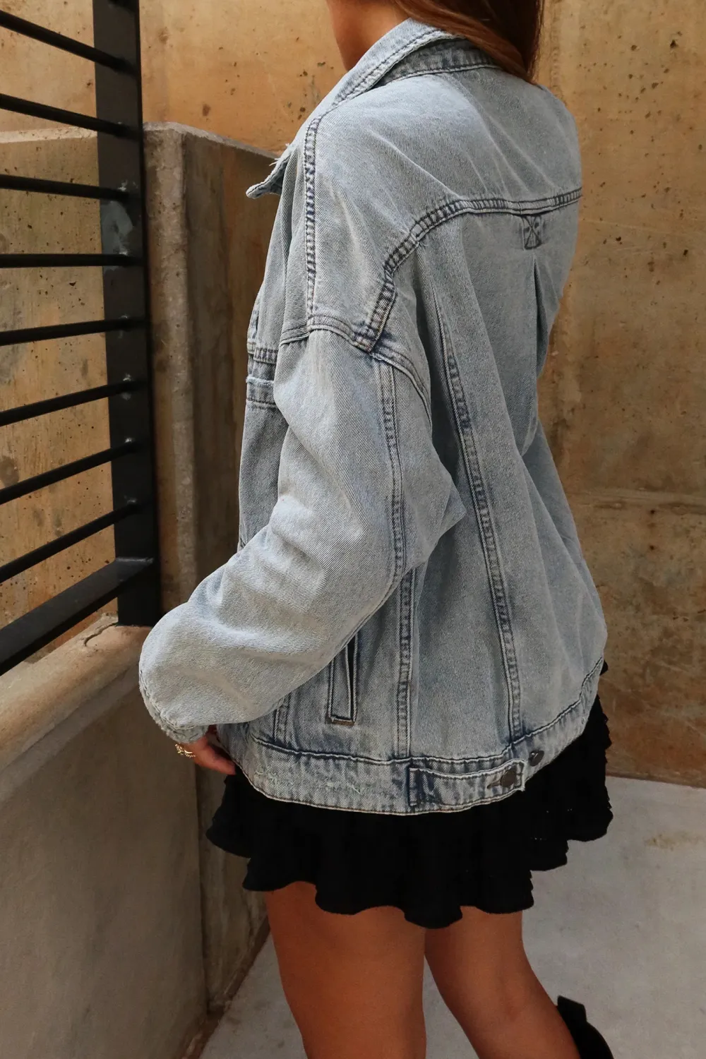 Button Up Dropped Shoulder Jacket