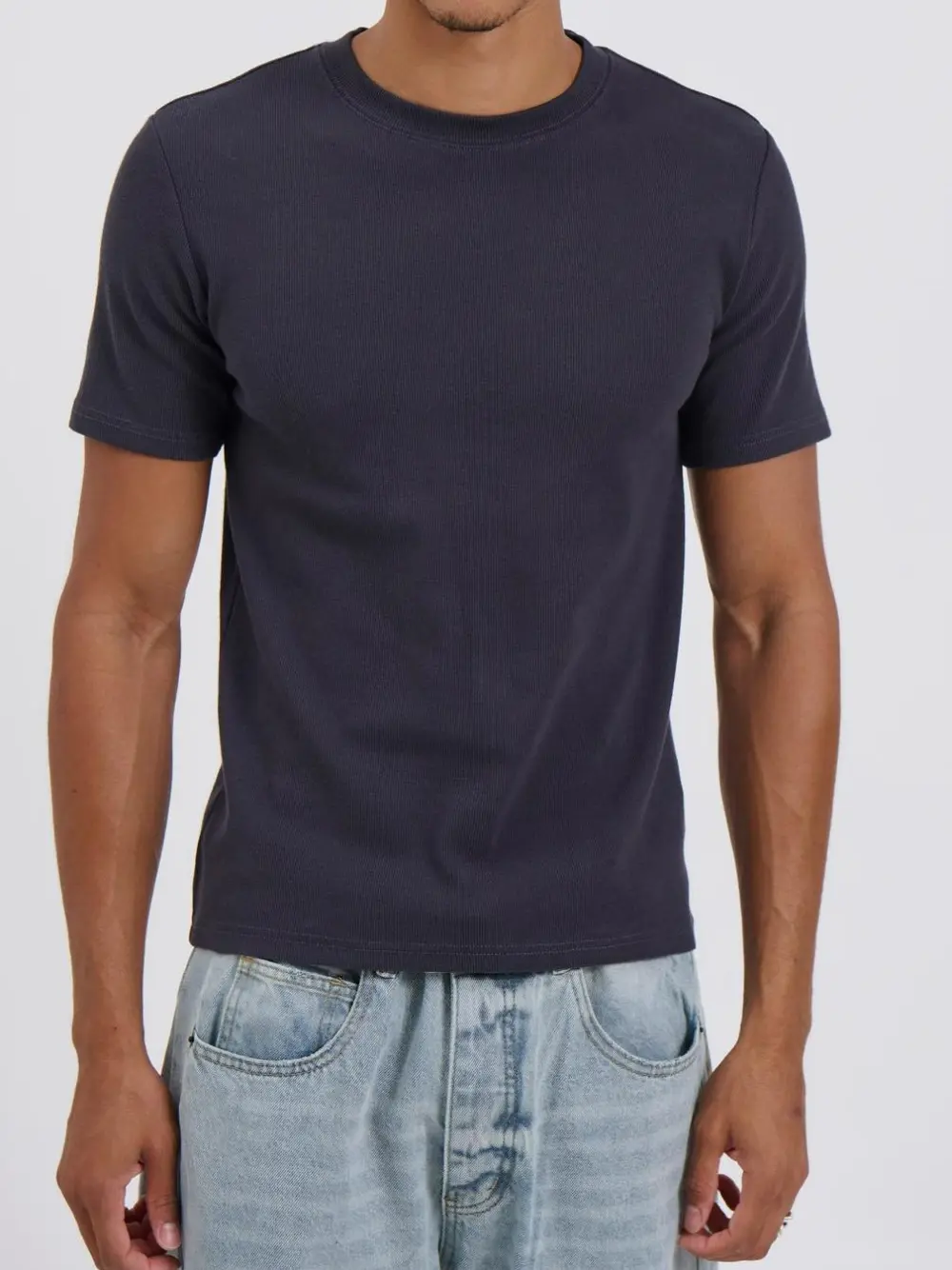 Simple Casual And Daily Silver Dark Grey Tee