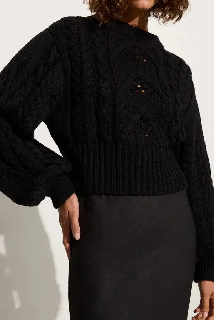 Black Crochet Detail Knit Jumper
