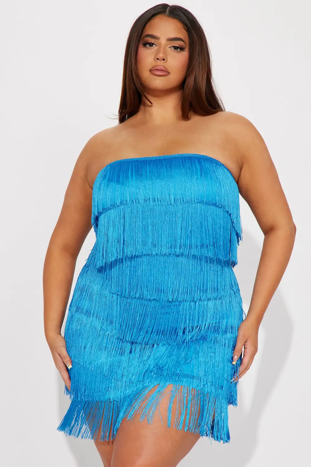 Jordyn Fringe Mini Dress - Blue