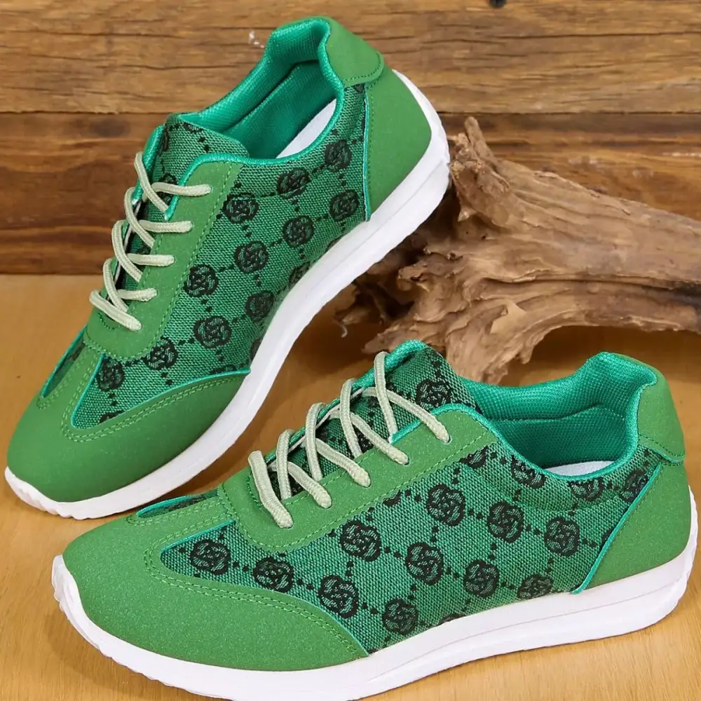 Floral Patterned Lace-Up Sneakers