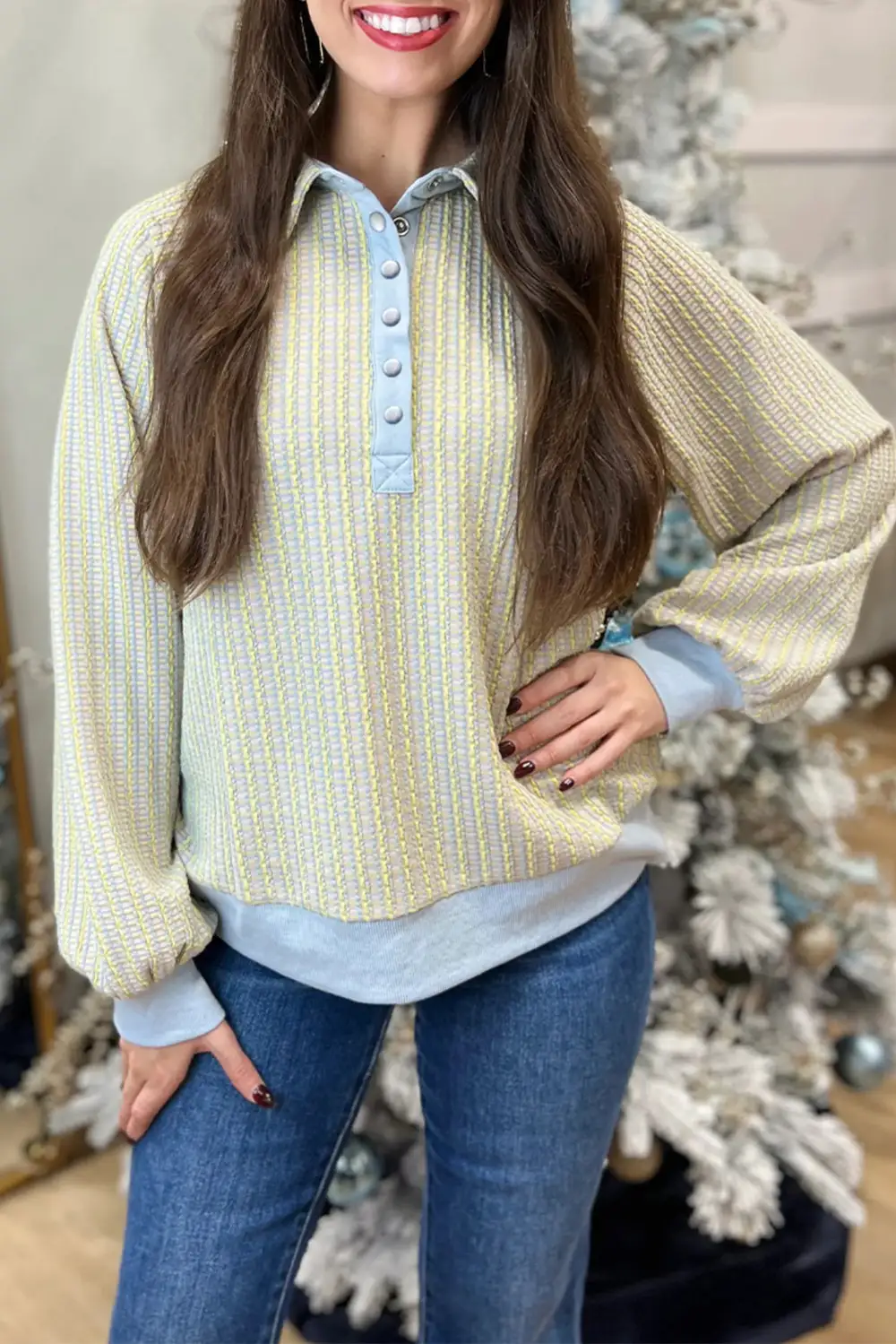 Button Detail Sweatshirt