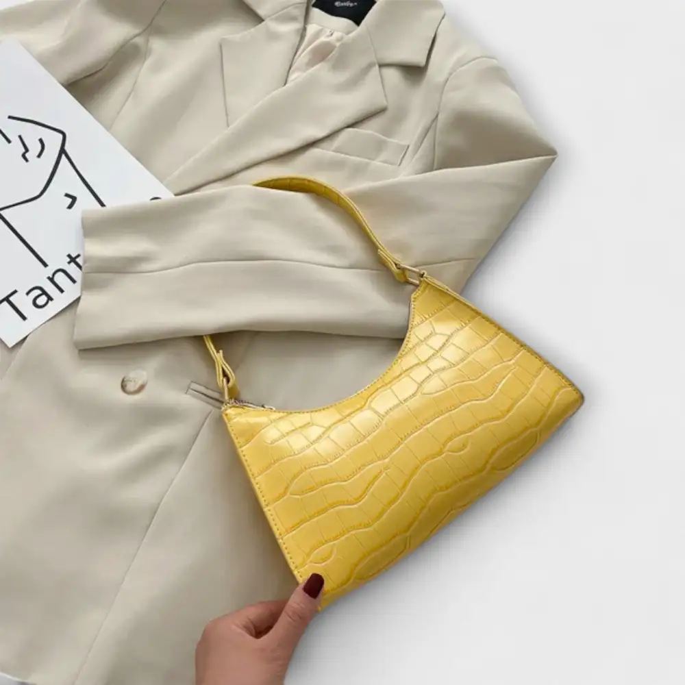 Structured Foldover Leather Handbag